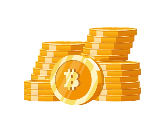 Vector stack mountain gold bitcoins digital money