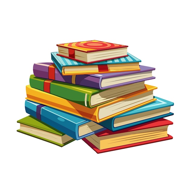 Vector stack of multi colored books