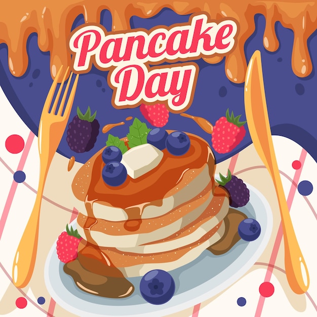 stack of pancake day illustration with flat style