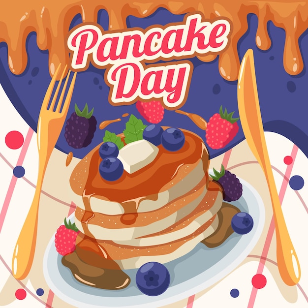 Pila di illustrazione del giorno del pancake con stile piatto