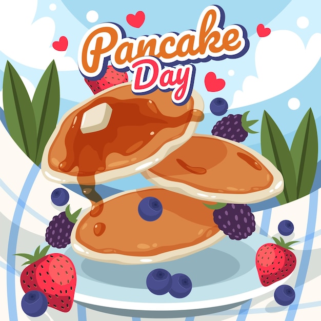 Pila di illustrazione del giorno del pancake con stile piatto