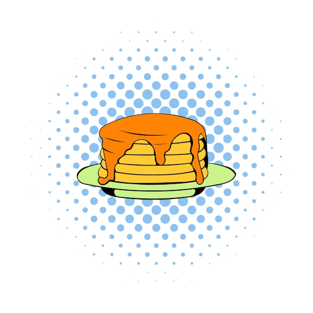 Vector stack of pancakes icon in comics style on a white background