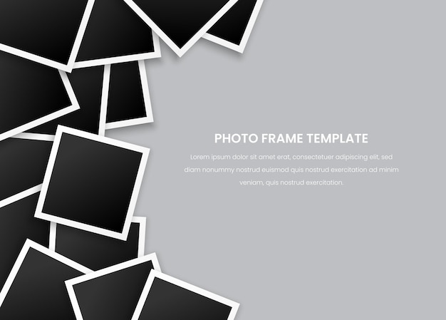 stack photo frames on gray background design