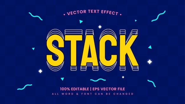 Stack retro 3d text style effect. Editable illustrator text style.