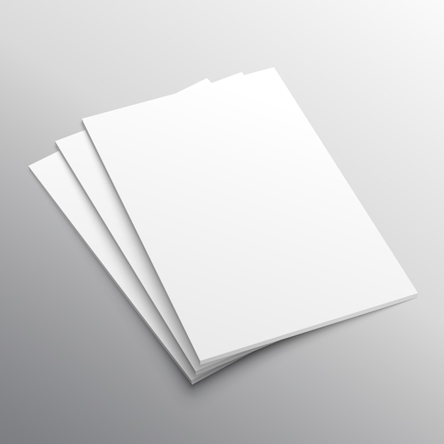 Vector stack of three a4 papers mockup