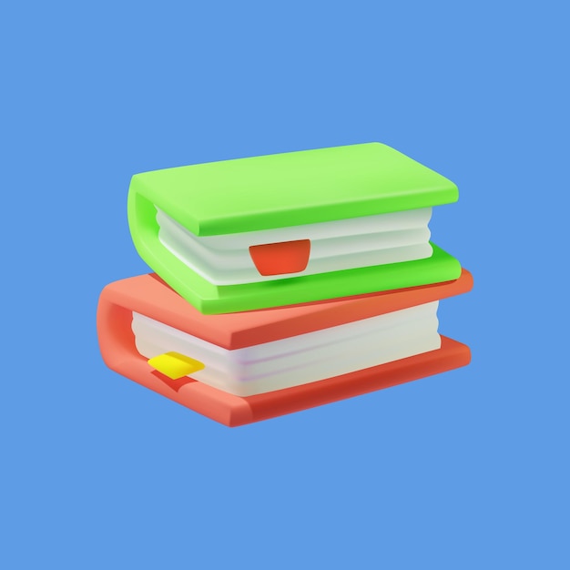 Stack of two closed books 3D vector icon on a blue background