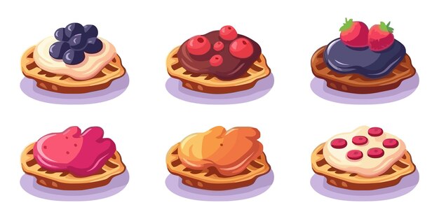 Stack of waffles with different berries and cream Generated AI