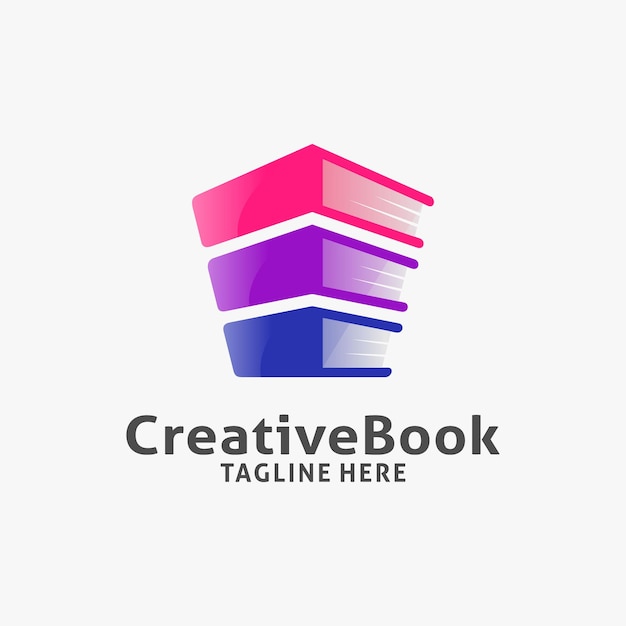 Vector stacked book logo design