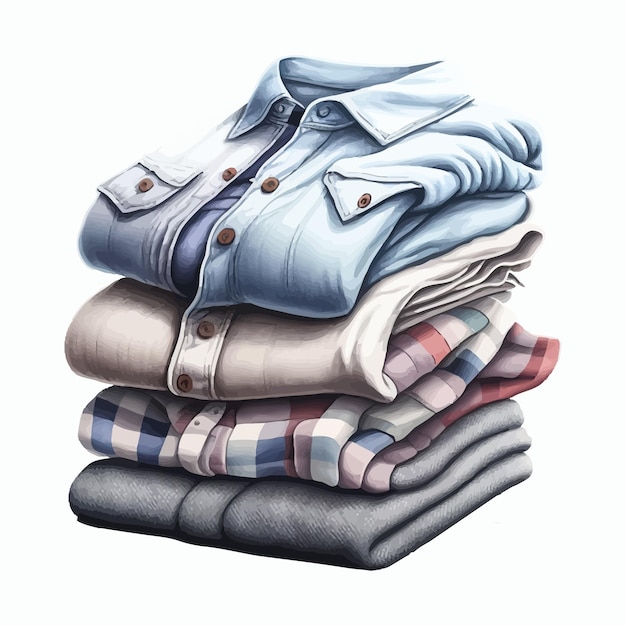 Vector stacked clothes isolated on background cartoon vector illustration