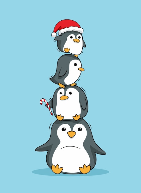 Pinguini impilati buon natale