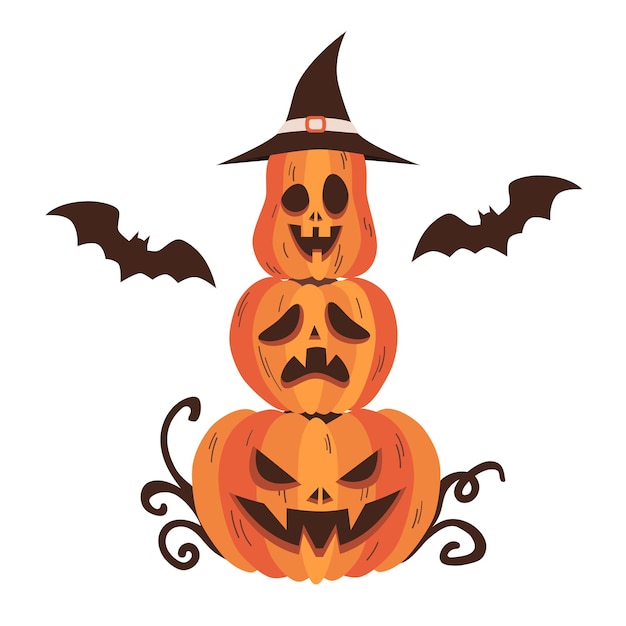 Vector stacked pumpkins halloween vector illustration