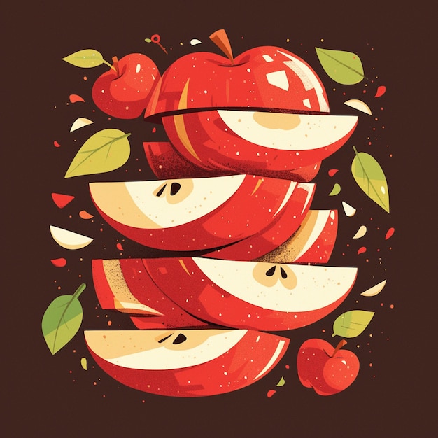 Vector stacked sliced apples revealing crisp texture