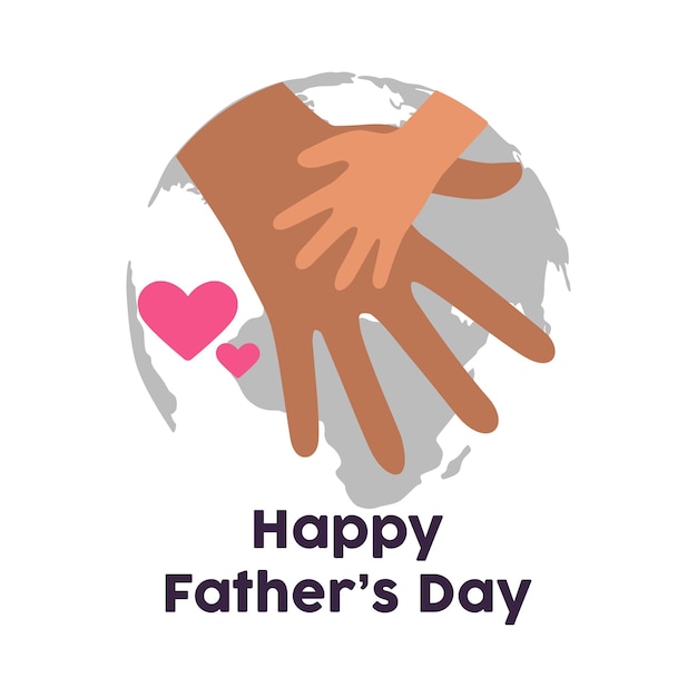 Stacking hand father and child with love happy father's day Colored flat graphic vector illustration