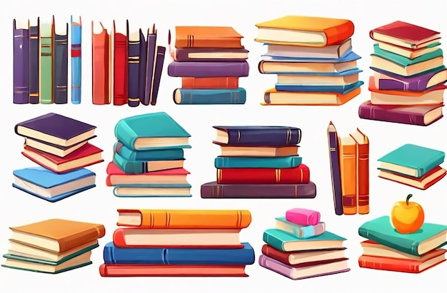 Stacks of books collection illustration