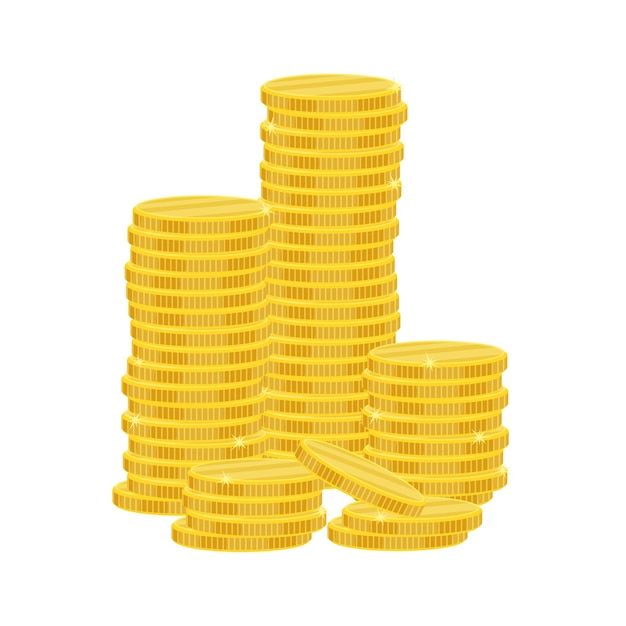 Stacks of gold coins flat illustration The concept of wealth investment profit