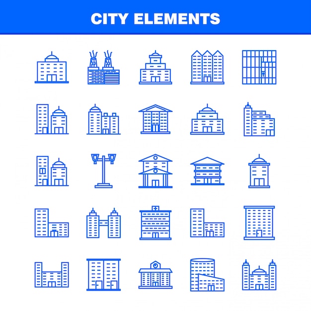 Stad elementen lijn Icons Set voor Infographics, mobiele UX / UI Kit