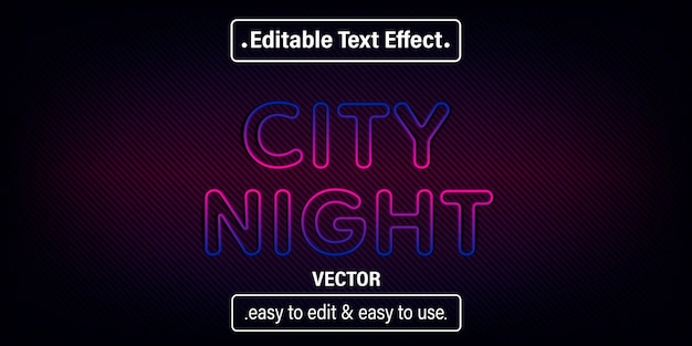 Stad nacht teksteffect, bewerkbare tekststijl
