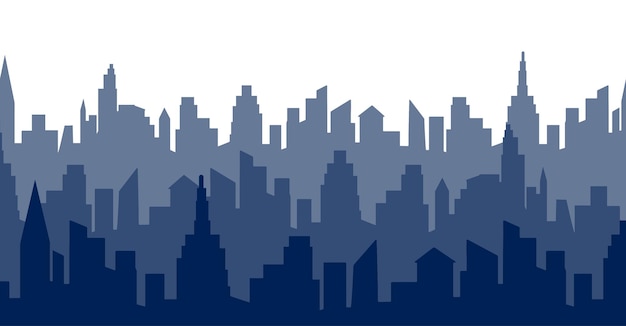 Stad panorama weergave platte grafische vectorillustratie Eenvoudige geïsoleerde schaduw vorm grens abstracte print Stedelijk gebouw silhouette