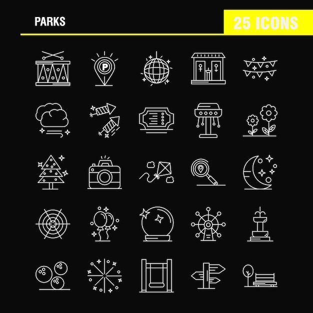 stad park Iconen bundel Lineaire punt stijl Iconen Vector illustratie