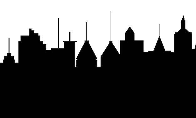 Stad silhouet Wolkenkrabbers achtergrond silhouet Hand getrokken vectorillustratie
