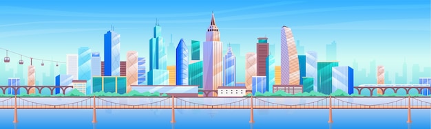 Vector stad skyline egale kleur illustratie