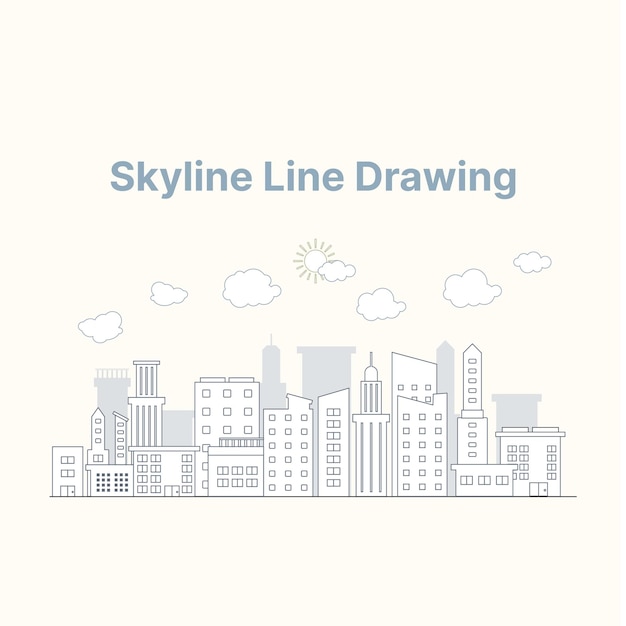 Stad skyline lijntekening