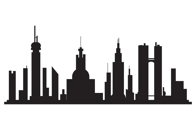 Stad skyline vector zwart silhouet geïsoleerd op een witte background