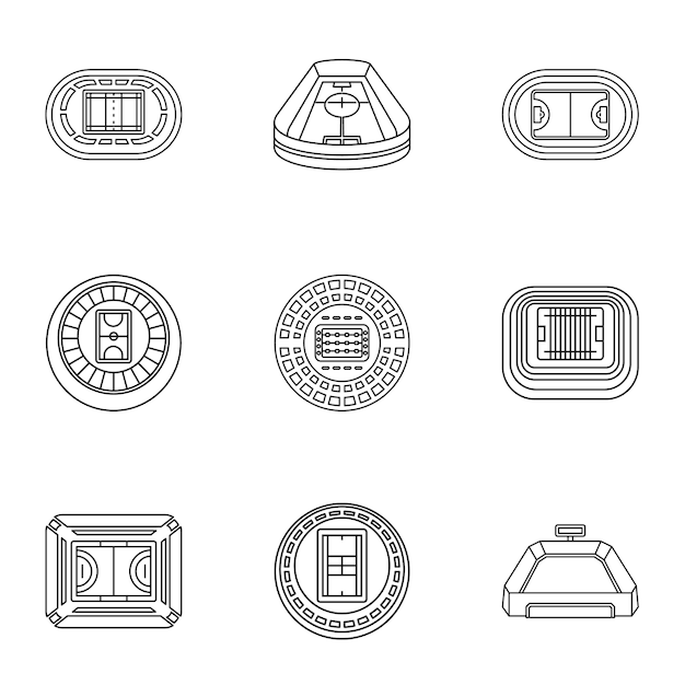 Stadia icons set, outline style