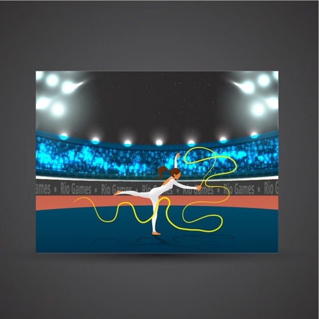 Vector stadium background with gymnast