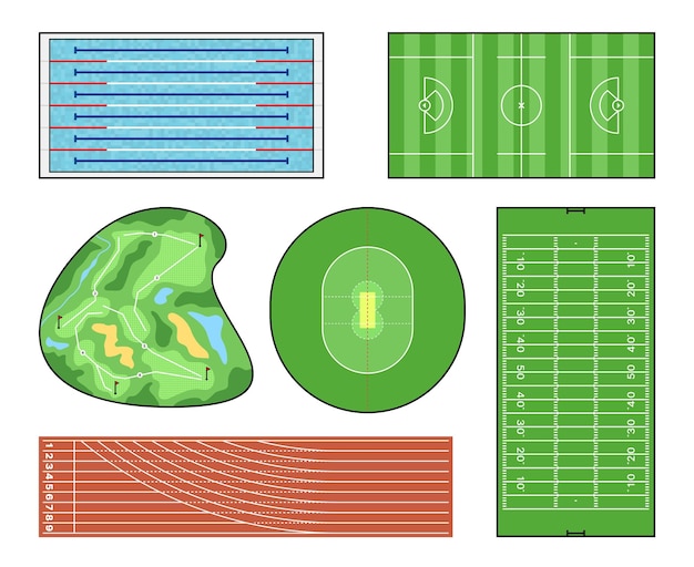 Piste da stadio e da piscina, campo da terra e campo