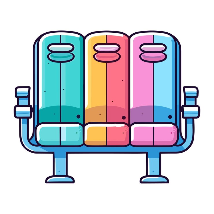 Vector stadium seat sticker cool colors kawaii clip art illustration