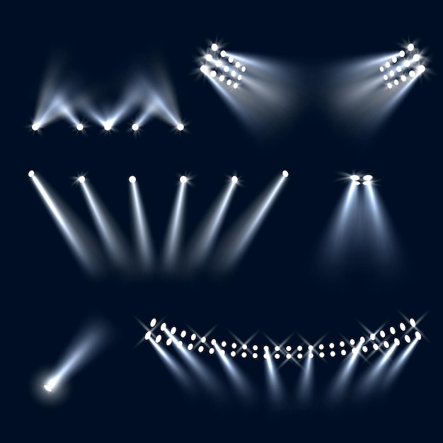 stadium spotlights big area illumination professional lamp with directional light decent vector realistic templates