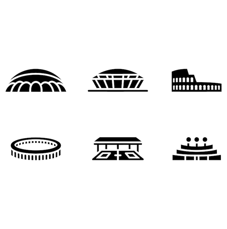 Vector stadiums and arenas icon set
