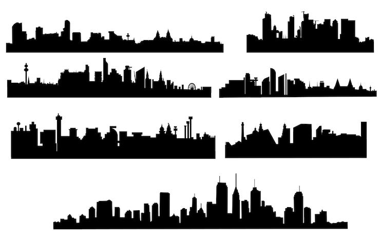 Vector stadsgebouw skyline silhouette decoratie