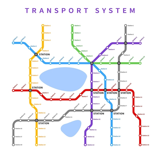 Vector stadsmetro metro of ondergrondse vectorkaart