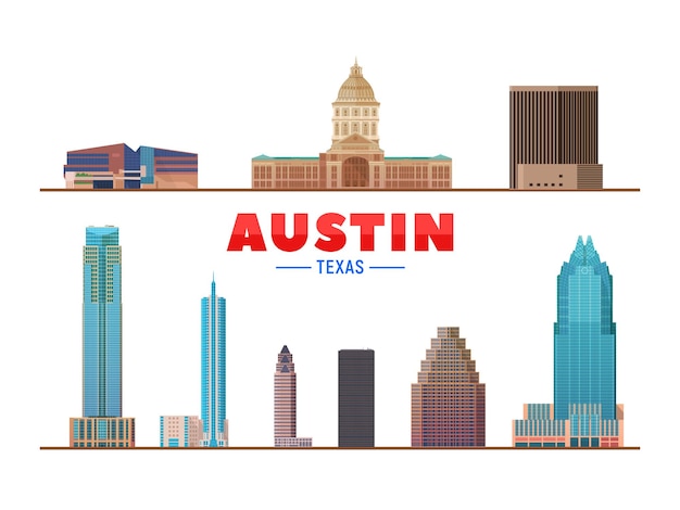 Stadsoriëntatiepunten van Austin Texas USA Vectorillustratie Zakelijk reizen en toerisme concept met moderne gebouwen Afbeelding voor banner of website