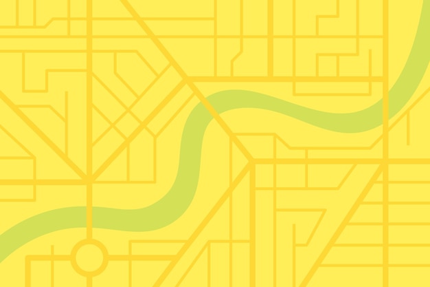 Stadsplattegrond met rivier. Vector gele kleur stad eps illustratie schema