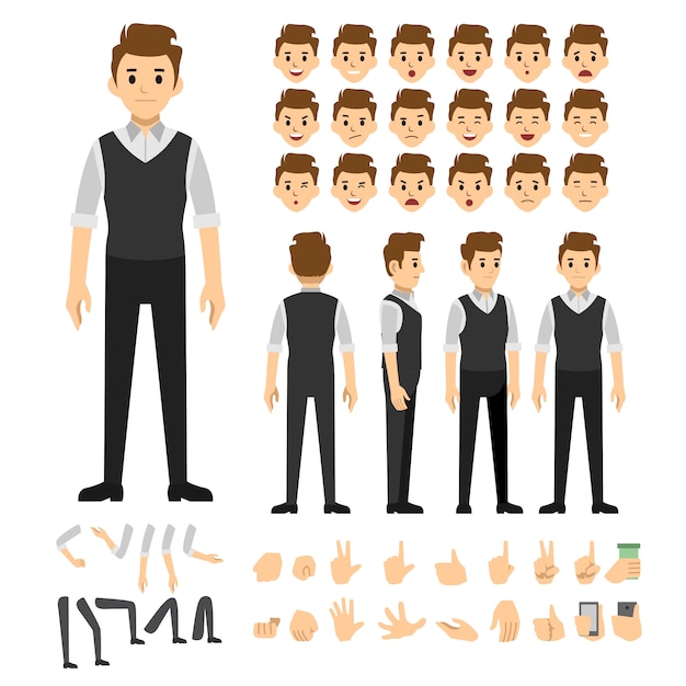 staff employee man character set