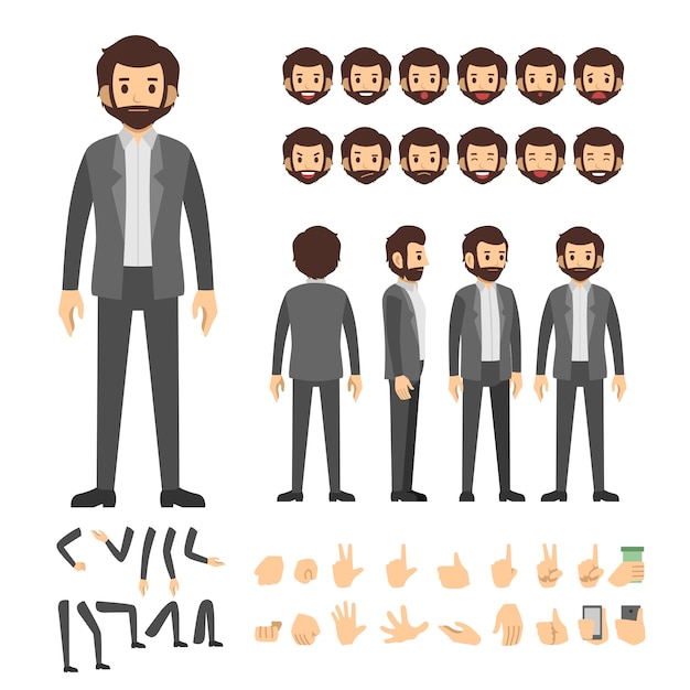 staff employee man character set