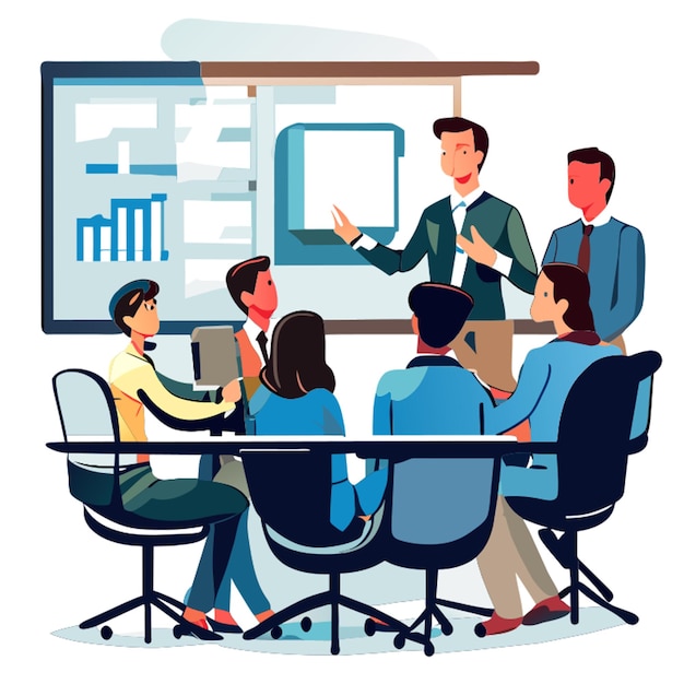 Staff meeting clipart transparent background hand drawn cartoon meeting office staff white collar