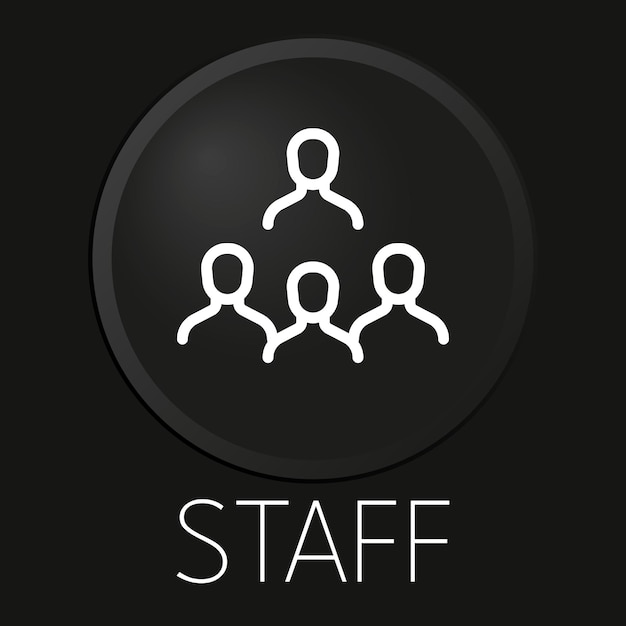 Staff minimal vector line icon on 3D button isolated on black background Premium Vector