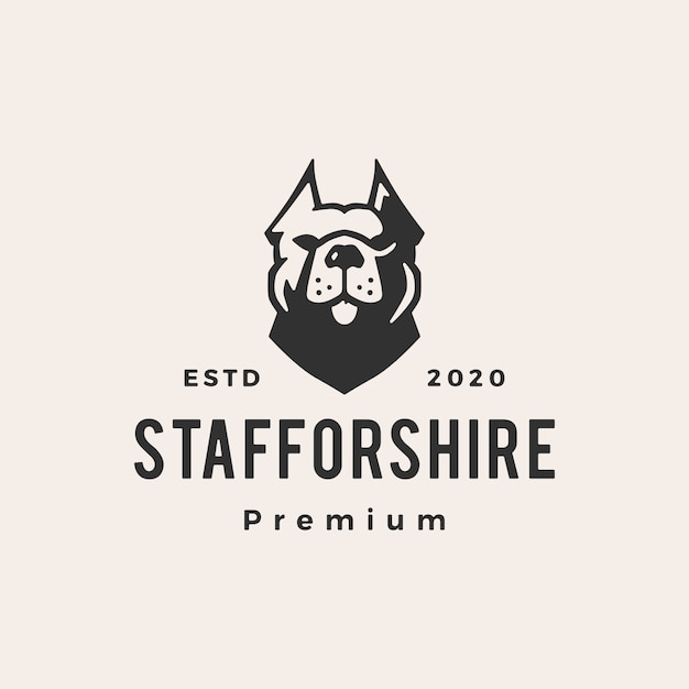 Staffordshire terriër hond hipster vintage logo pictogram illustratie