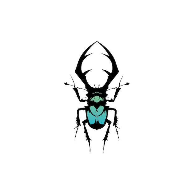 Stag beetle big horn insect logo vector design illustration