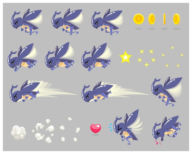 Stag beetle enemy game sprites