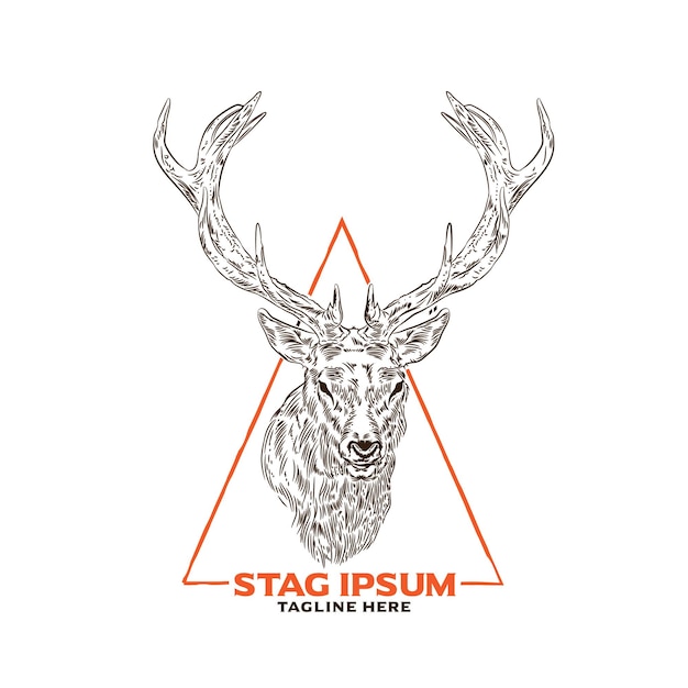 Stag head vector illustration logo design