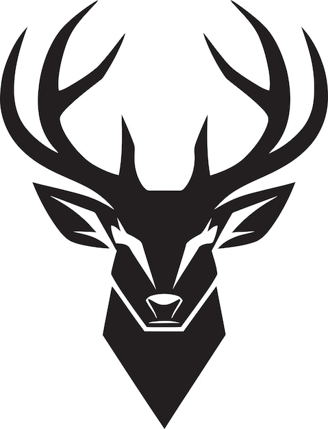 Stag silhouette deer head vector illustration sovereign stance iconic deer symbol