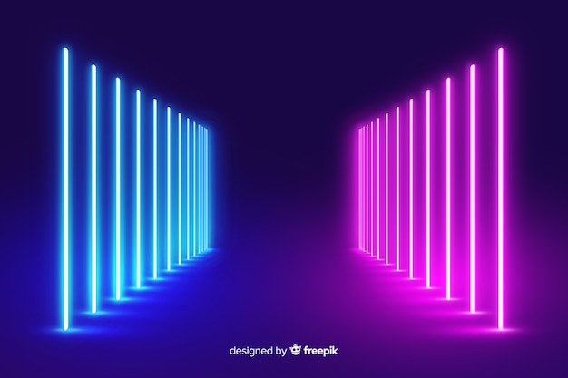 Vector stage background with neon lights