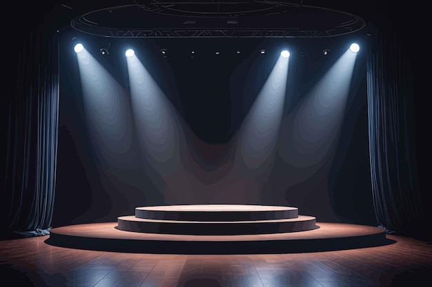 Vector stage for a ceremony with a spotlightstage for a ceremony with a spotlightstage with smoke concert