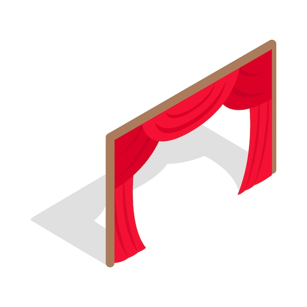 Stage curtains icon in isometric 3d style on a white background