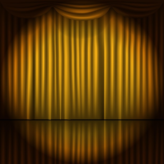 Vector stage curtains with spot light vector illustration